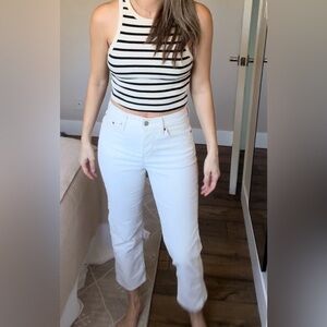 Levi’s Wedgie Straight Corduroy Crop cigarette pants Cream White 27